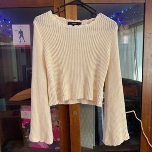Cream crop knit sweater